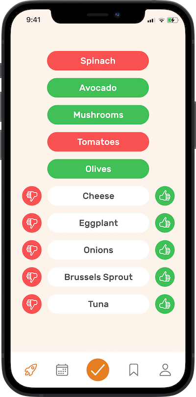 iPhone app perferances selection screen